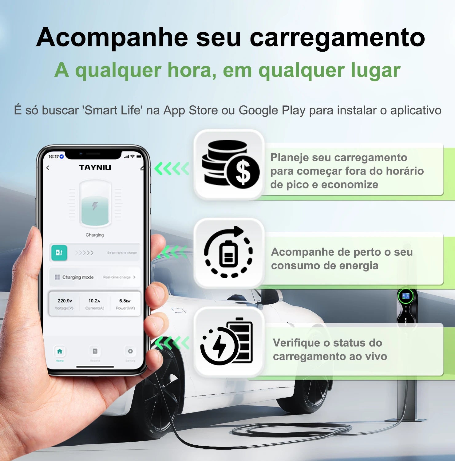 Cargador eléctrico para auto TAYNIU – portátil, 3.5KW/7KW, tipo 2 con cable de 5M para todos los EVs