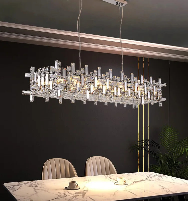 Candelabro rectangular italiano – lujo moderno para isla de cocina y dormitorio