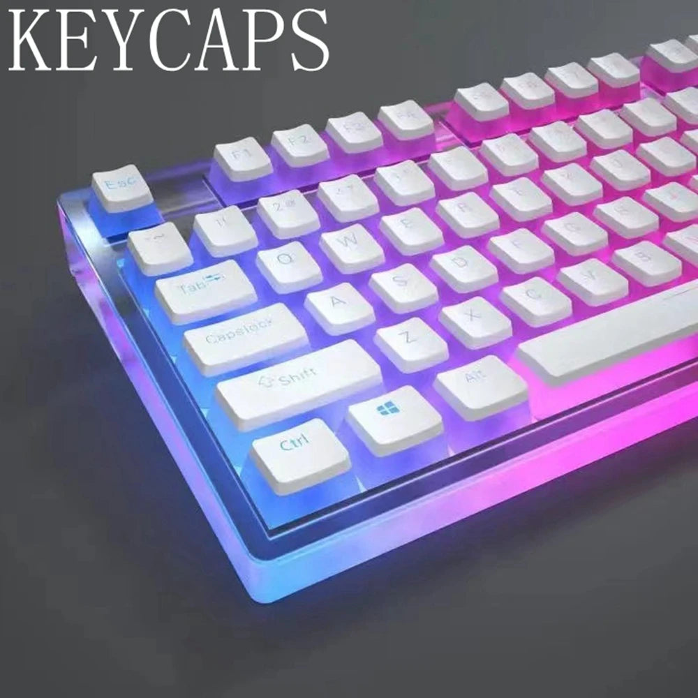 Set de keycaps PBT OEM – 129 teclas transparentes estilo pudding para teclado mecánico