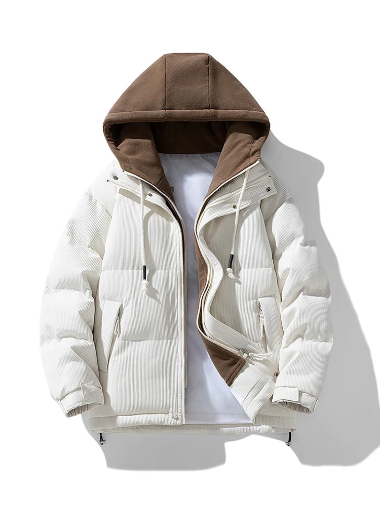 Campera acolchada juvenil con capucha – gruesa, casual y cálida para otoño/invierno