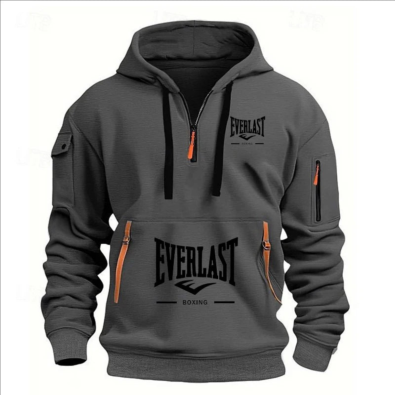 Hoodie casual con diseño multi-zipper – estampado y corte suelto para otoño/invierno