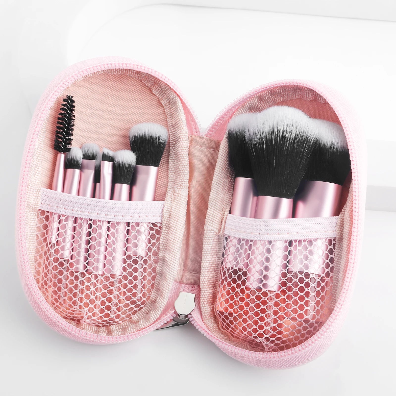 Set de 10 pinceles de maquillaje mini – multifuncionales con estuche portátil