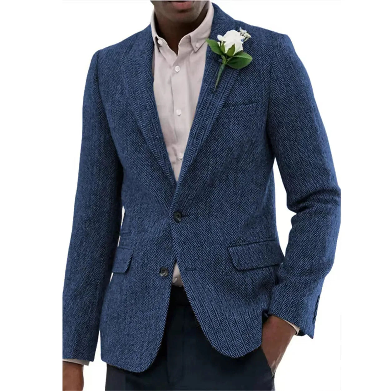 Chaqueta hombre espiga – elegante, slim y casual con botonadura simple