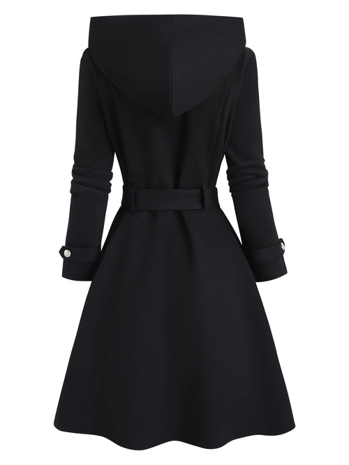 Campera doble botonadura mujer – con capucha, elegante y casual, talles grandes otoño/invierno