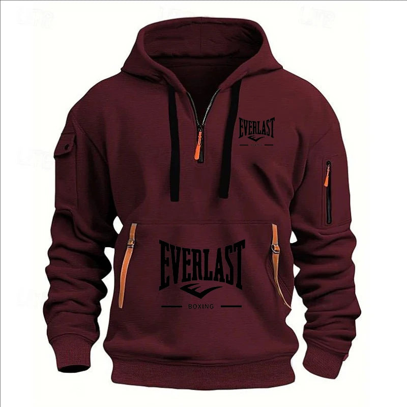 Hoodie casual con diseño multi-zipper – estampado y corte suelto para otoño/invierno