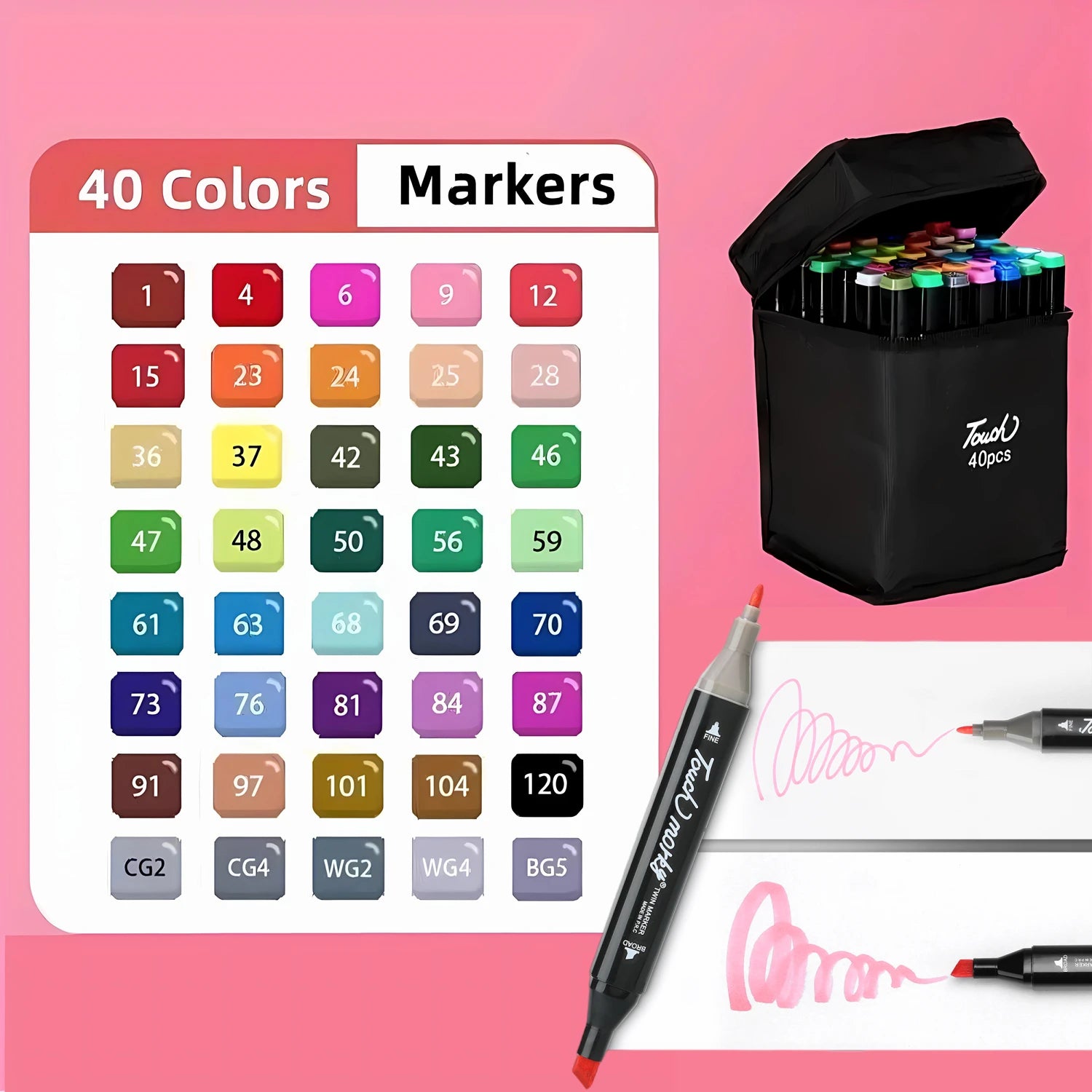 Marcadores alcohol felt – set dual tip permanente para artistas y estudiantes