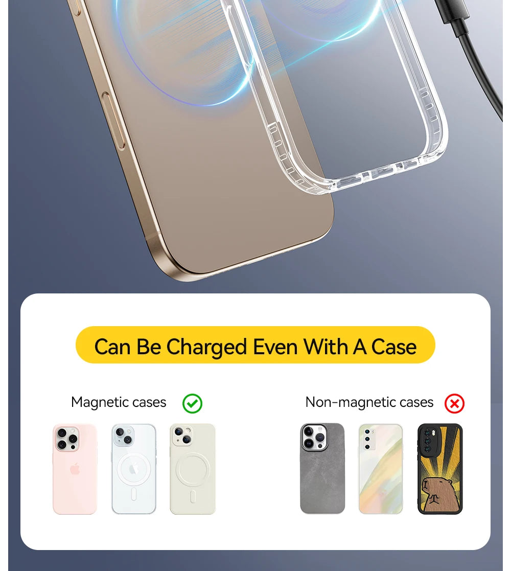 Cargador inalámbrico magnético Essager – 15W rápido con soporte para iPhone y AirPods