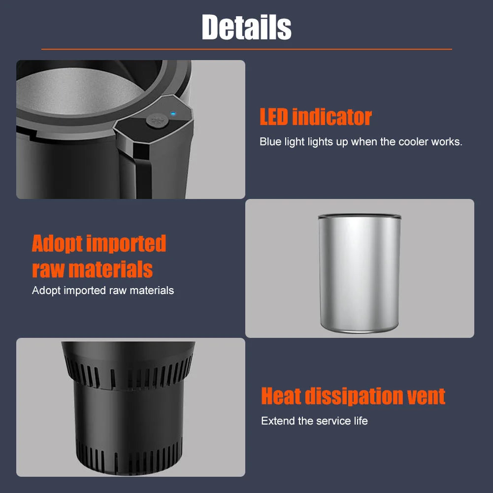 Enfriador de Bebidas para Auto DC 12V con Adaptador para Casa, Portavasos Refrigerador Eléctrico para Coche y Oficina