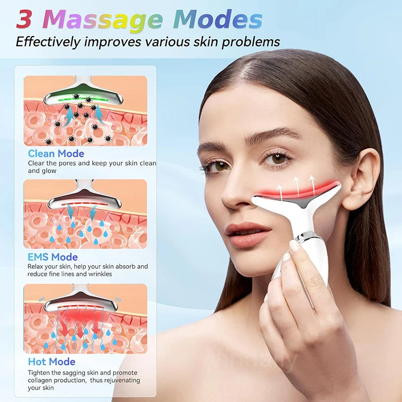 Dispositivo de belleza facial – masajeador para lifting y cuidado del cuello con 7 colores