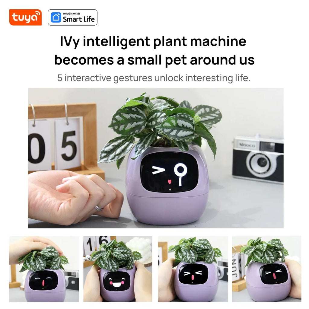 Maceta inteligente Tuya Ivy blanca – diversión ilimitada con sensores y AI