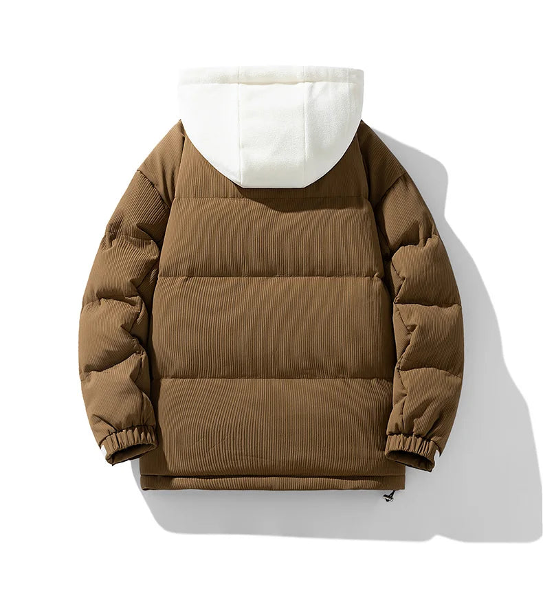 Campera acolchada juvenil con capucha – gruesa, casual y cálida para otoño/invierno