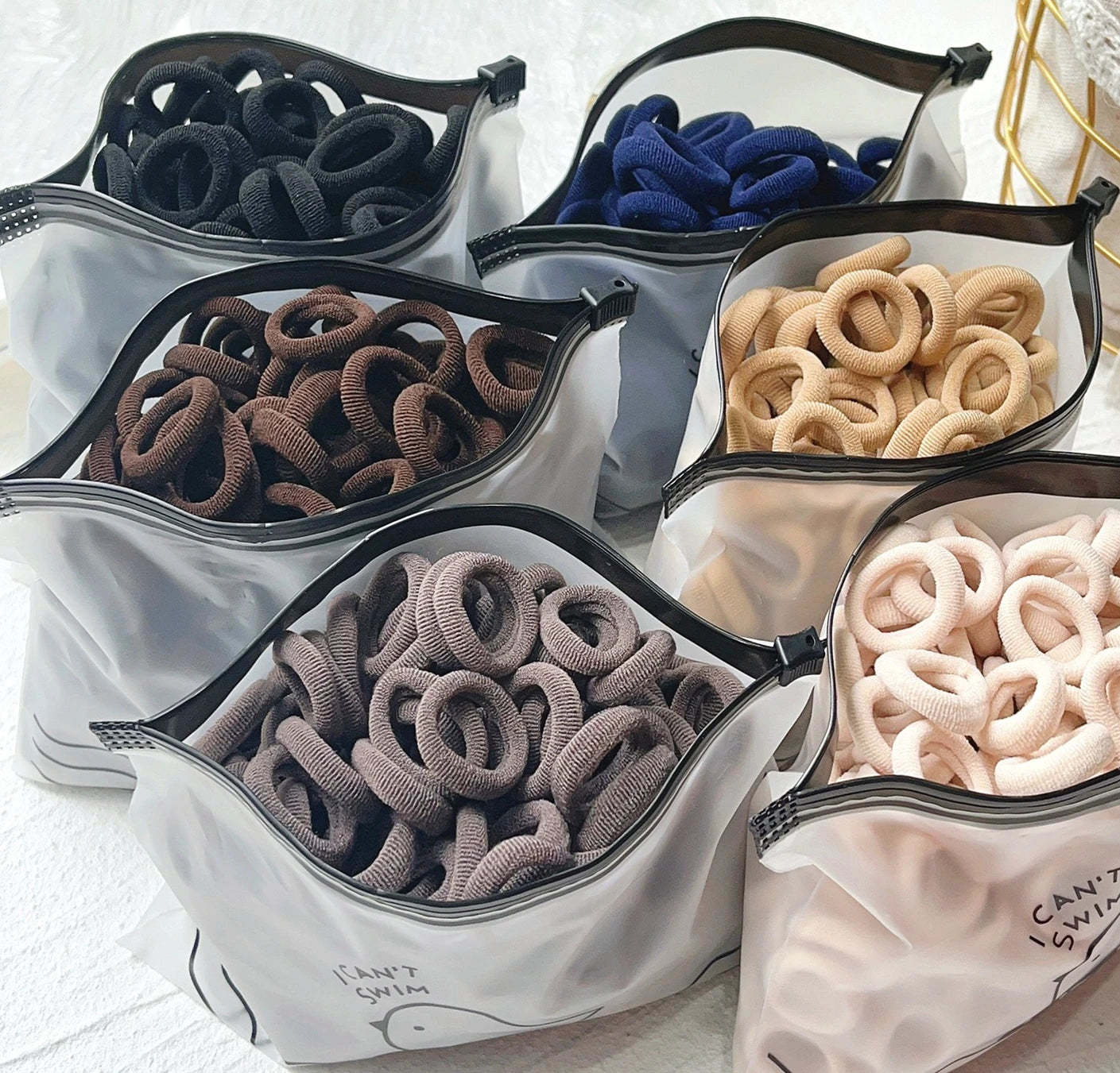 Set de 20/50 ligas elásticas para cabello – scrunchies y bandas de colores para niñas