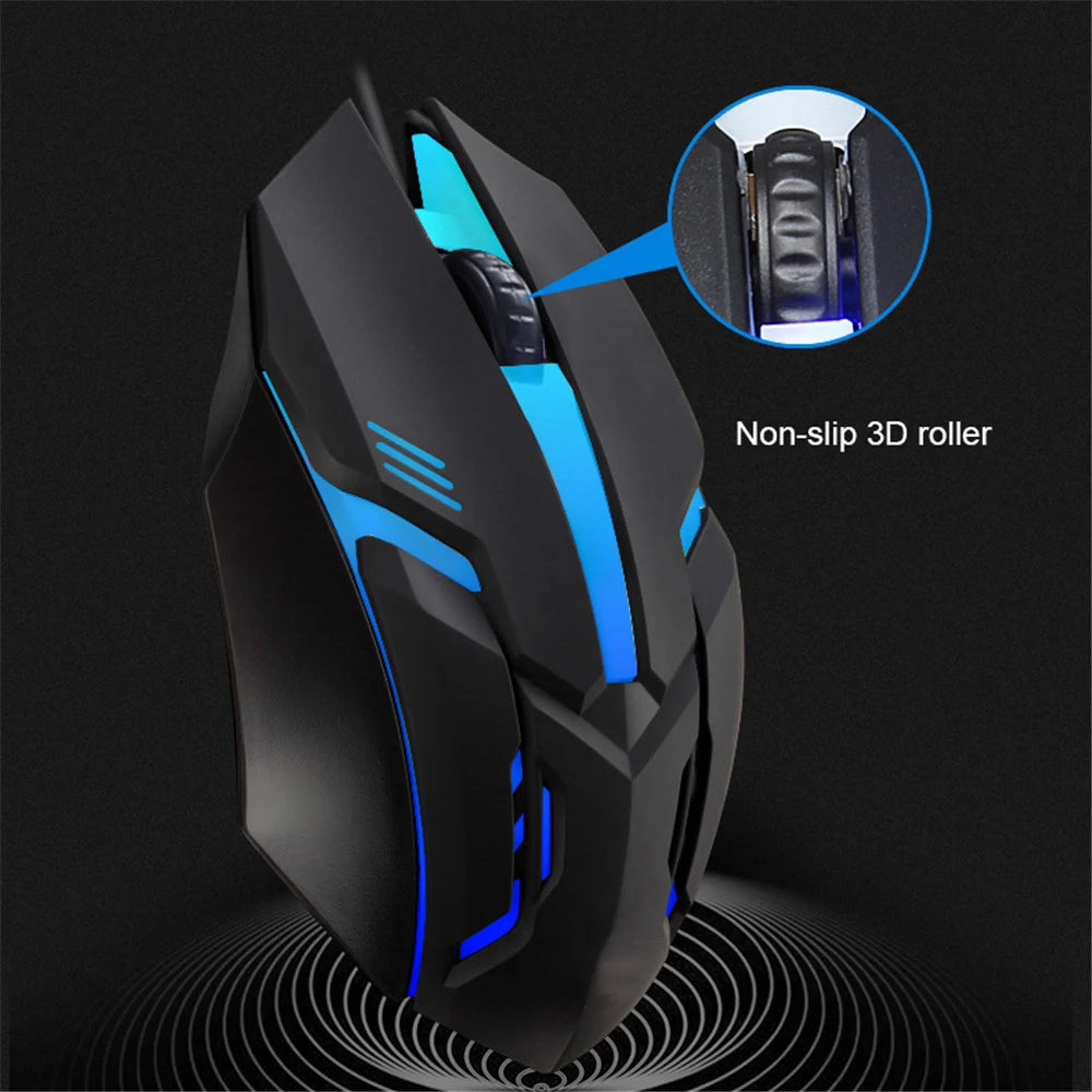 Mouse gaming USB con cable – LED colorido, 5000 DPI y óptico para PC y laptop