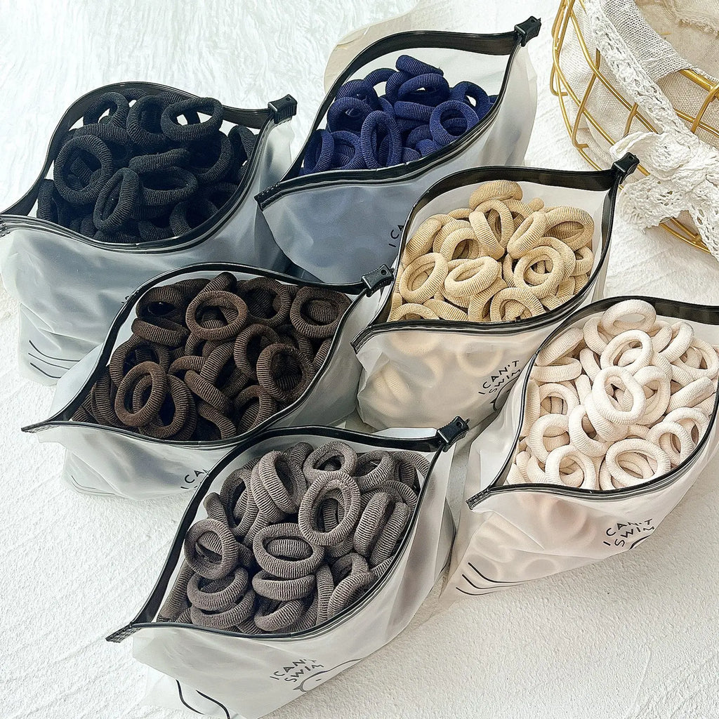 Set de 20/50 ligas elásticas para cabello – scrunchies y bandas de colores para niñas