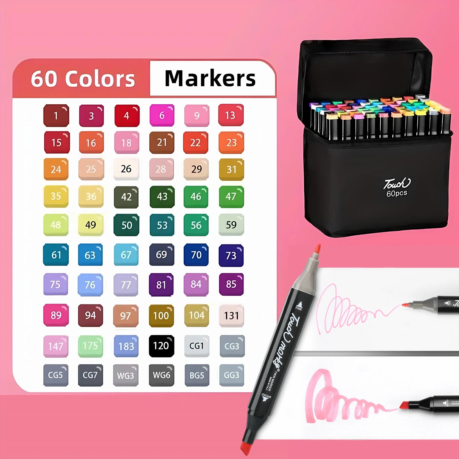 Marcadores alcohol felt – set dual tip permanente para artistas y estudiantes