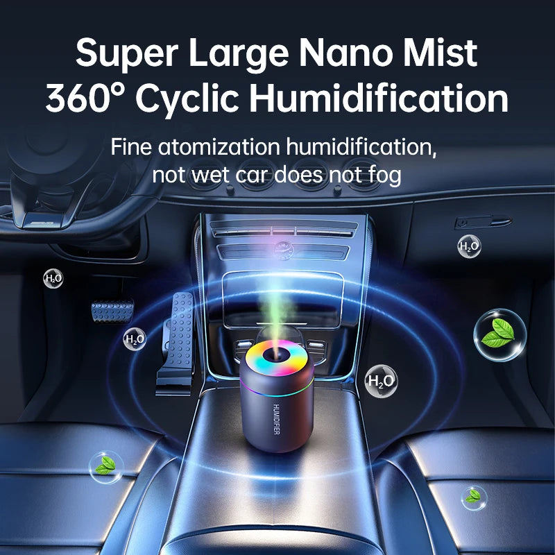 Mini humidificador USB 180ml – difusor de aroma eléctrico para auto y hogar