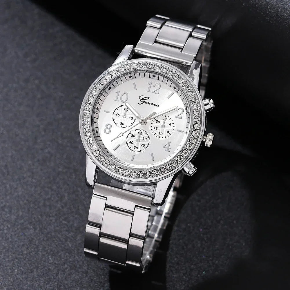 Reloj mujer con diamantes – lujo y estilo en acero inoxidable y oro rosa
