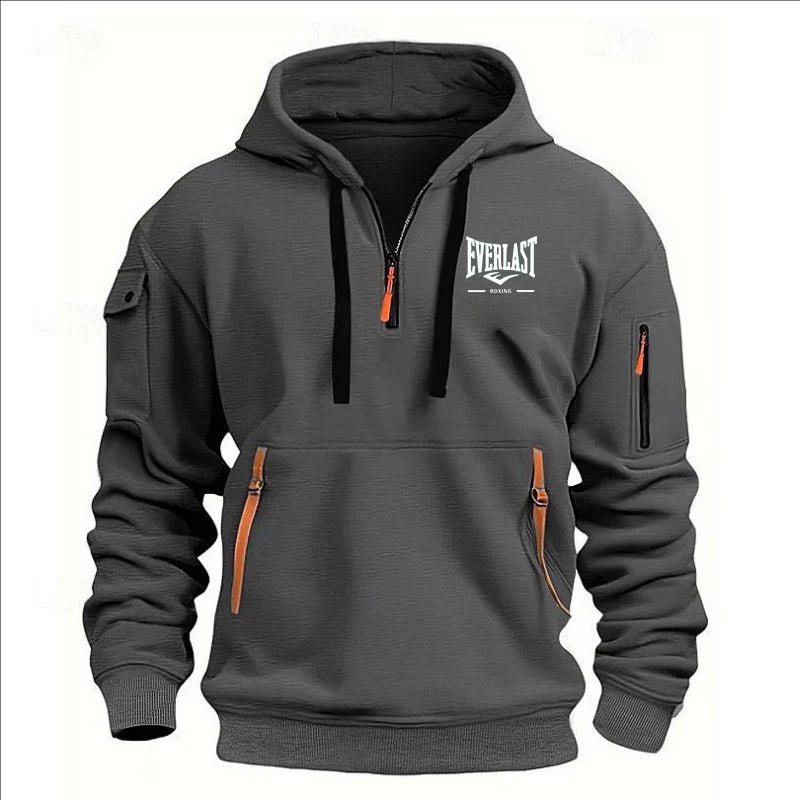 Hoodie casual con diseño multi-zipper – estampado y corte suelto para otoño/invierno