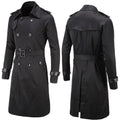 Trench coat largo con cinturón – cortaviento y doble botonadura para primavera y otoño