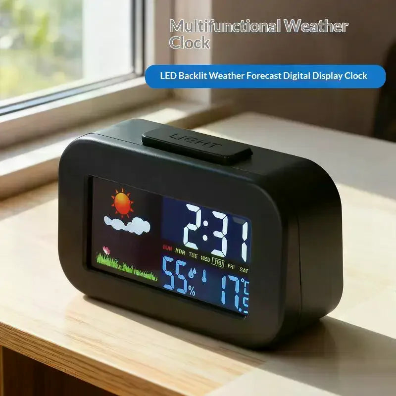 Estación meteorológica inteligente con reloj – pantalla a color y monitor de temperatura y humedad