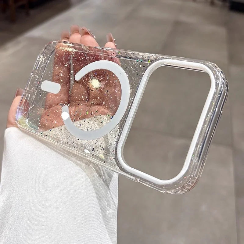 Funda con purpurina y carga inalámbrica magnética – compatible con MagSafe para iPhone