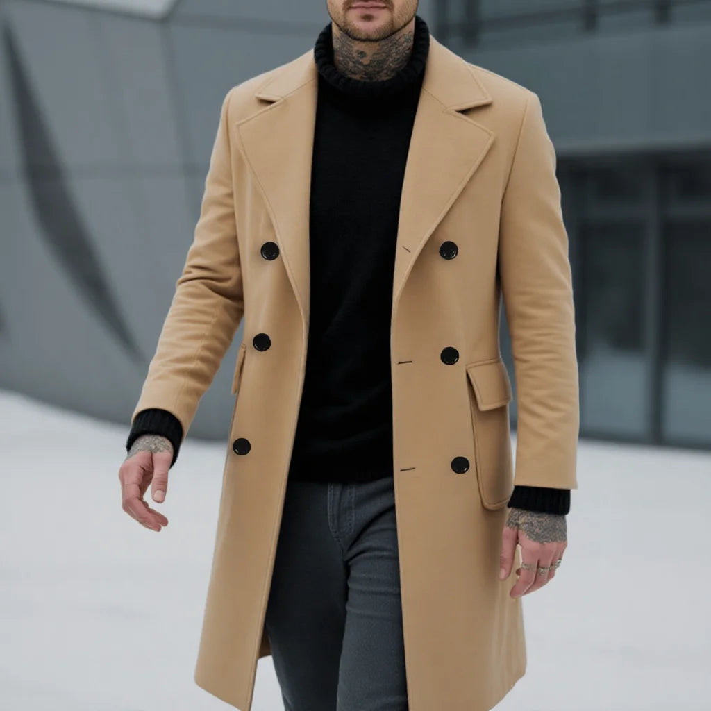 Abrigo de lana doble botonadura – elegante y cálido