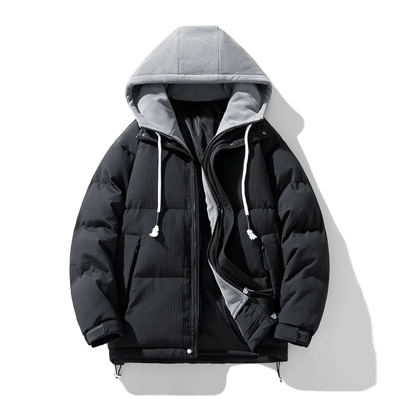 Campera acolchada juvenil con capucha – gruesa, casual y cálida para otoño/invierno