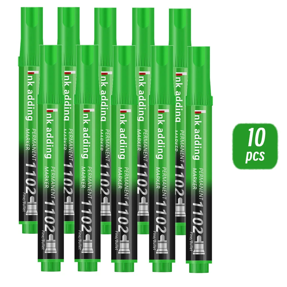 Set marcador permanente 2mm – tinta roja, azul y negra, punta fina y rápido secado