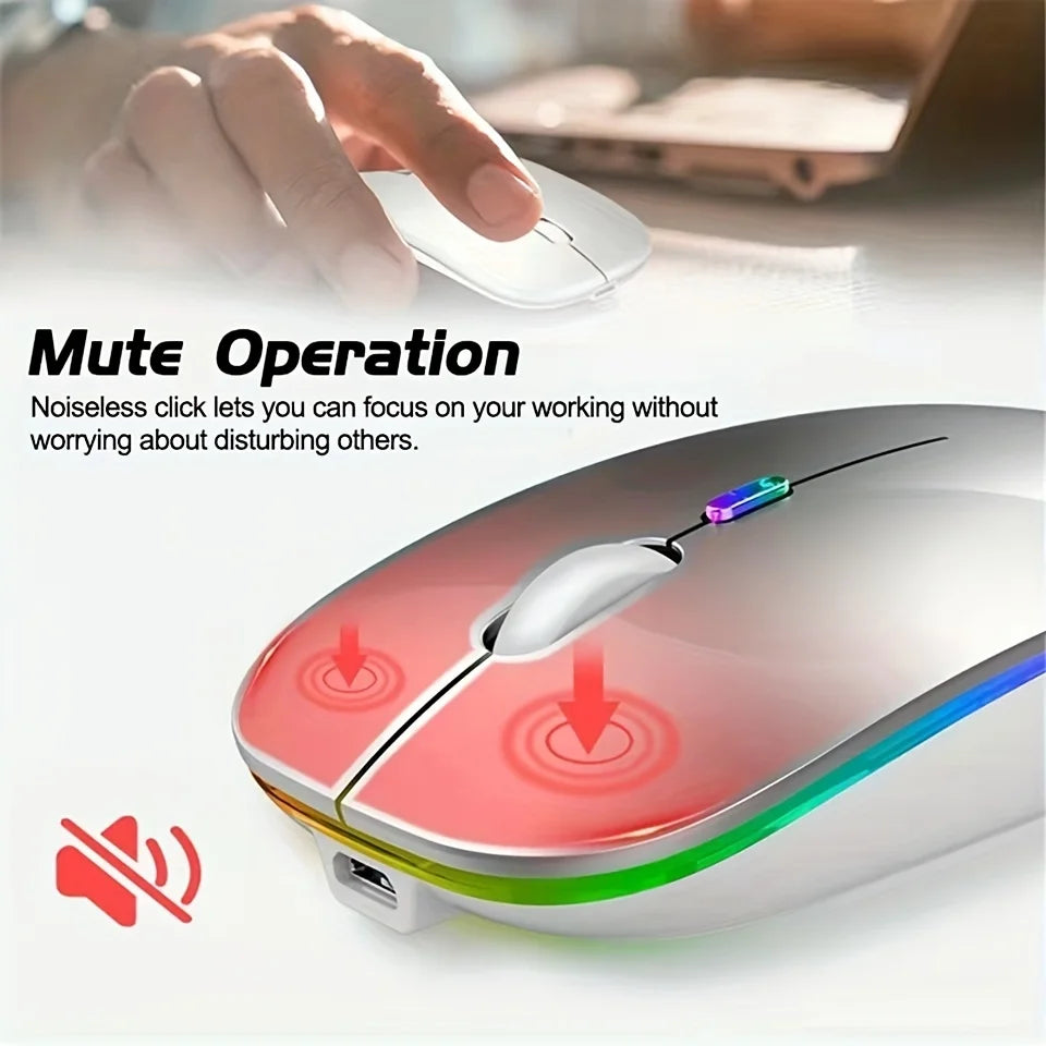 Mouse inalámbrico Bluetooth y 2.4GHz – recargable, RGB y clic silencioso
