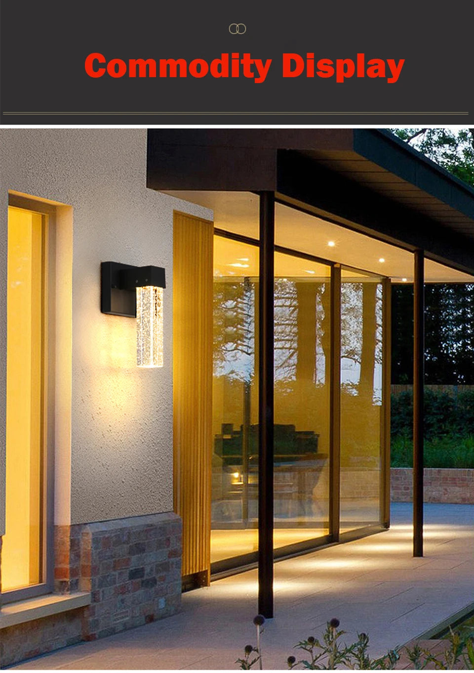 Lámpara LED de pared exterior IISINUO – aluminio con cristal, IP65 y resistente al agua