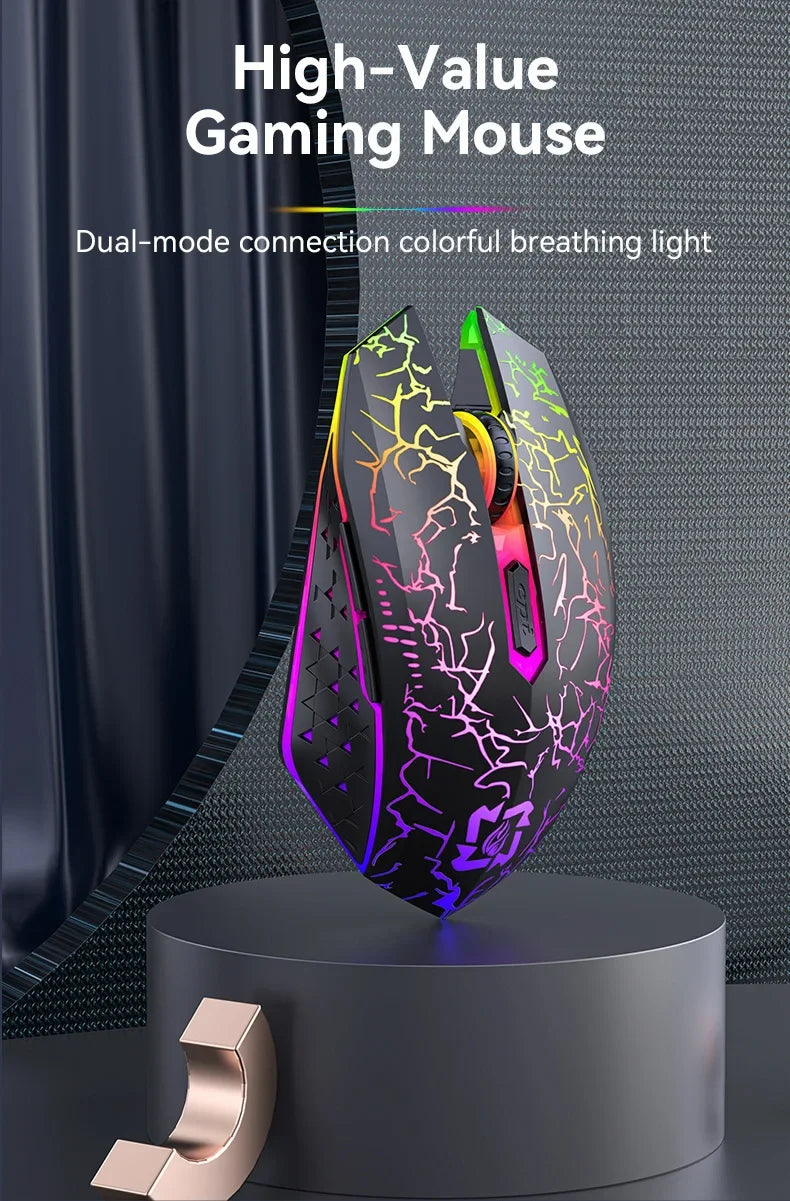 Mouse inalámbrico Bluetooth 5.2 – RGB, 6 botones, modo dual y silencioso