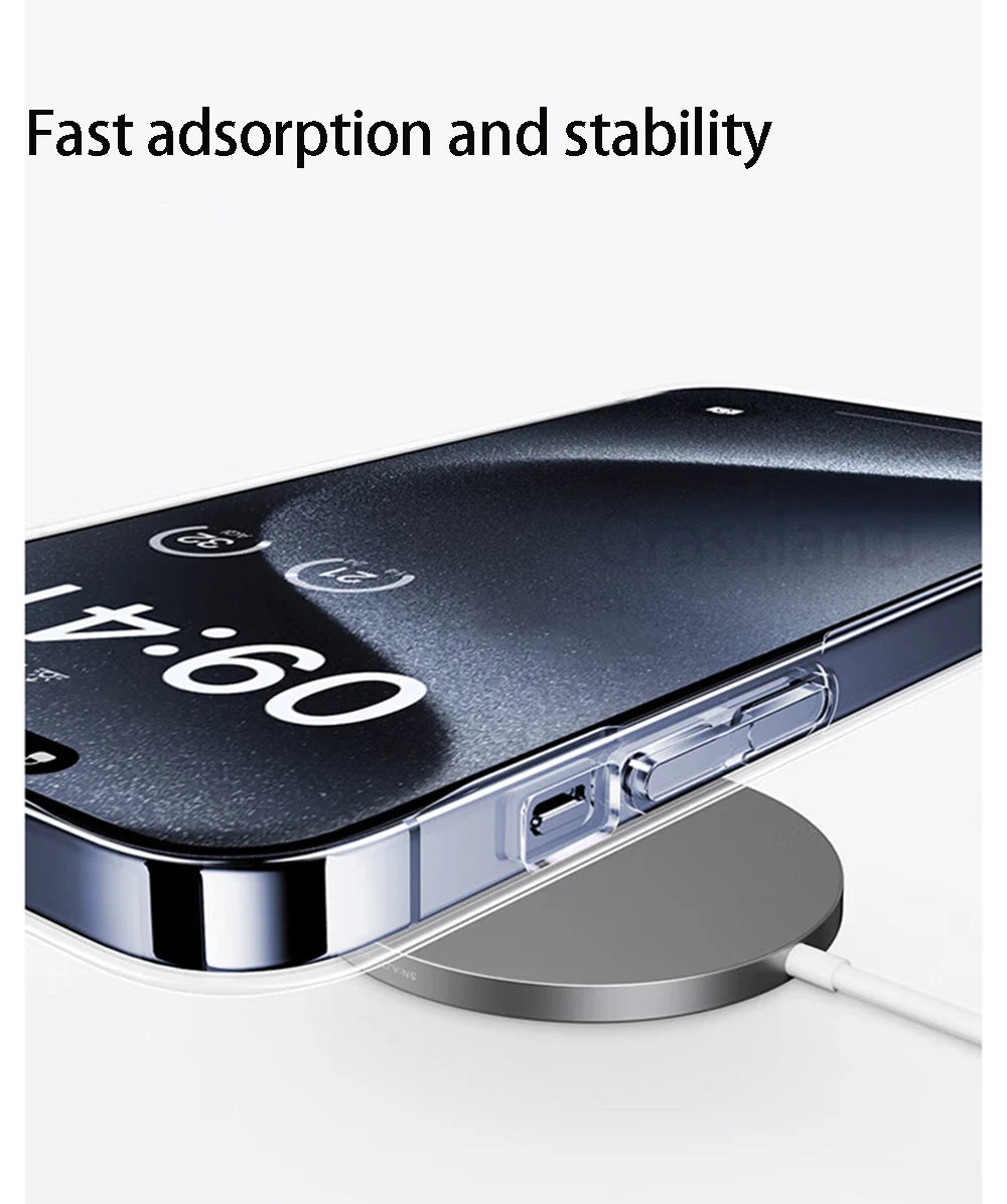 Funda transparente con carga magnética inalámbrica – compatible con MagSafe para iPhone