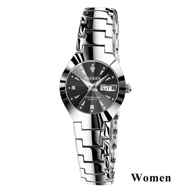 Set de relojes FNGEEN 5808 para parejas – cuarzo, lujo y resistente al agua