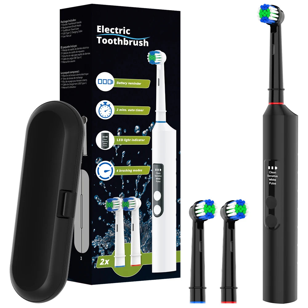 Cepillo eléctrico inteligente – 4 modos, recargable USB y compatible con cabezales Oral B