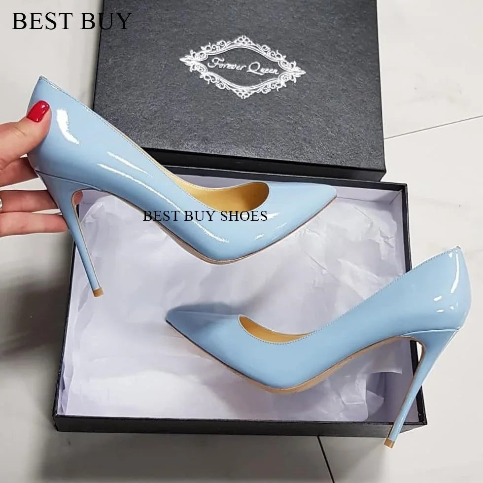 Pumps burdeos mujer – tacones stilettos de charol, slip-on y punta fina