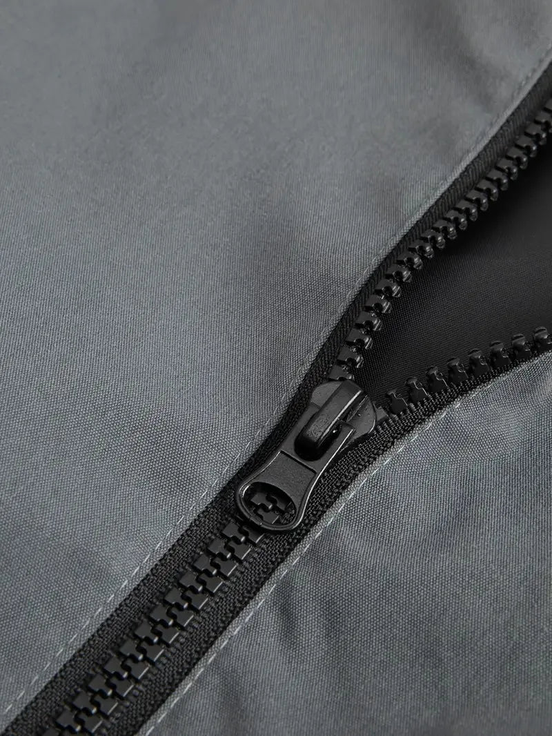 Campera fina acolchada con capucha para hombre – cortaviento casual con bolsillo