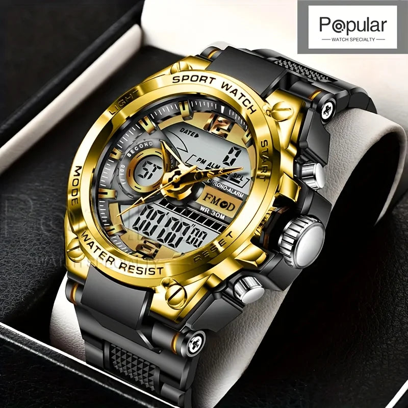 Reloj militar digital para hombre – acero, LED y cuarzo deportivo
