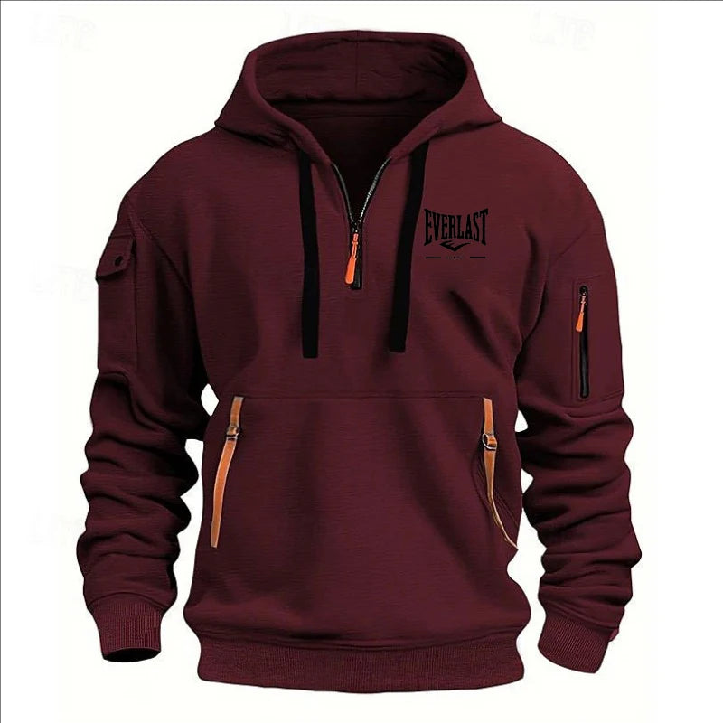 Hoodie casual con diseño multi-zipper – estampado y corte suelto para otoño/invierno