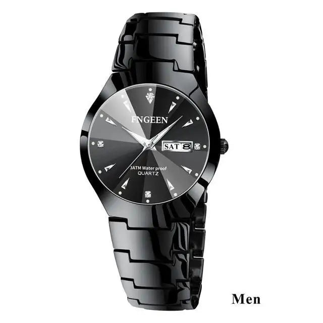 Set de relojes FNGEEN 5808 para parejas – cuarzo, lujo y resistente al agua