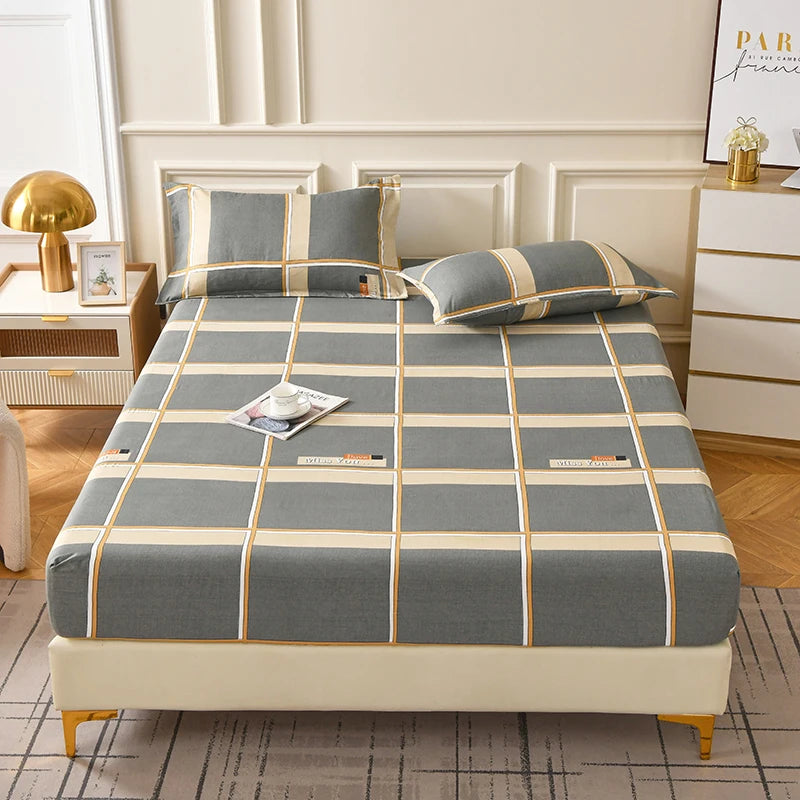 Sábana ajustable estampada – suave, elástica y estilo simple para colchón