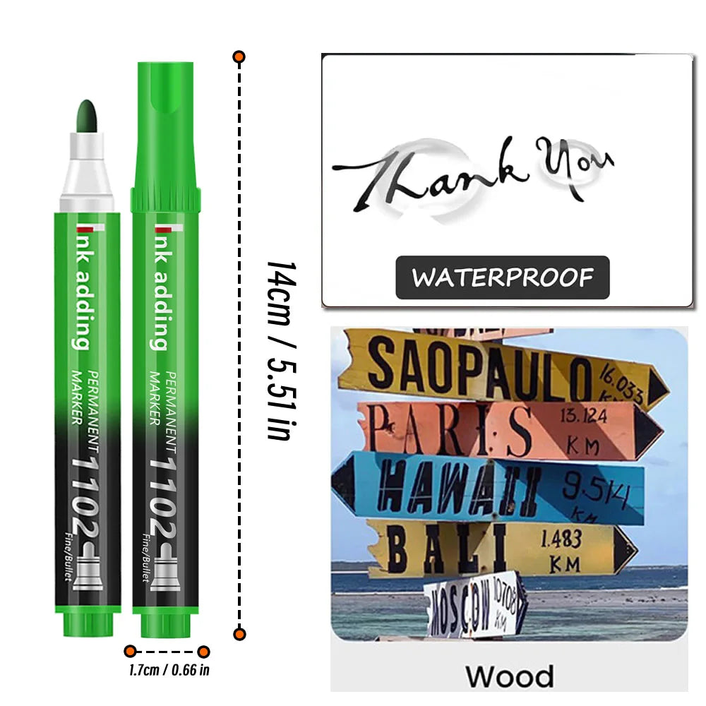 Set marcador permanente 2mm – tinta roja, azul y negra, punta fina y rápido secado