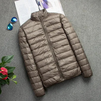 Campera de plumas hombre otoño/invierno – con capucha, super ligera y slim fit