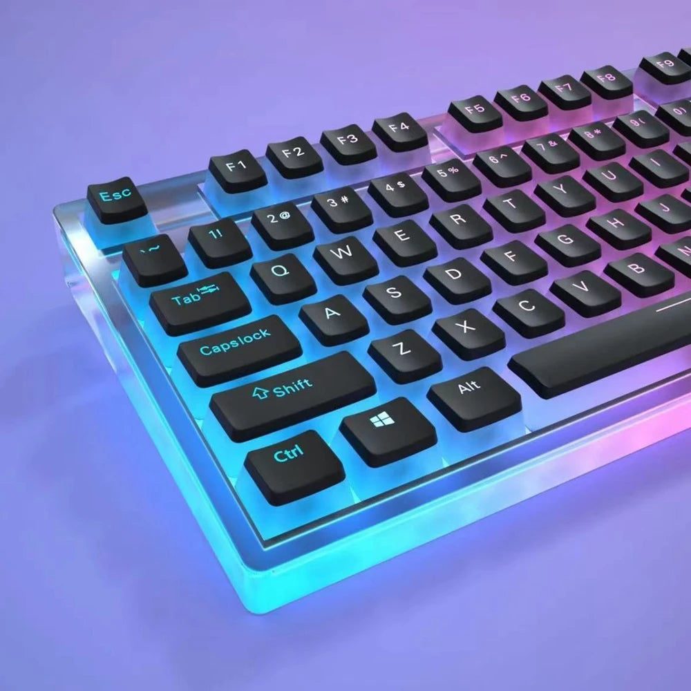 Set de keycaps PBT OEM – 129 teclas transparentes estilo pudding para teclado mecánico