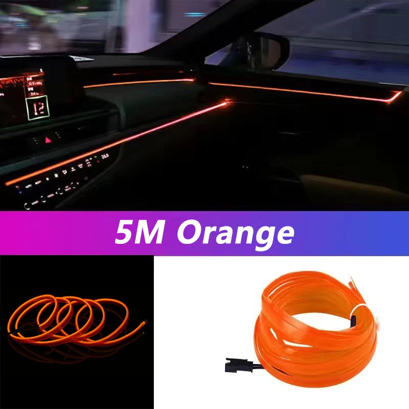 Tira LED interior para auto 5M – luz ambiental flexible y neón USB para decoración