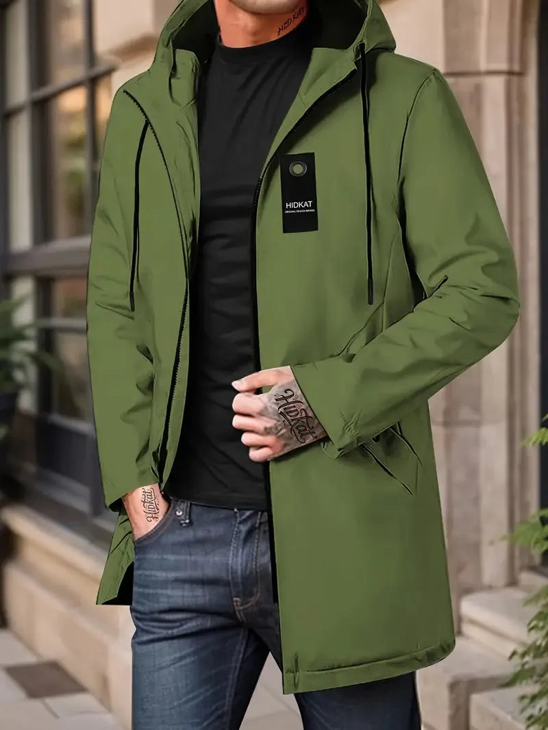 Campera fina acolchada con capucha para hombre – cortaviento casual con bolsillo