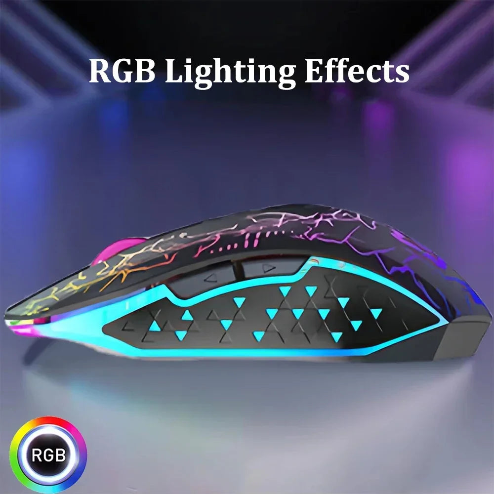 Mouse inalámbrico Bluetooth 5.2 – RGB, 6 botones, modo dual y silencioso