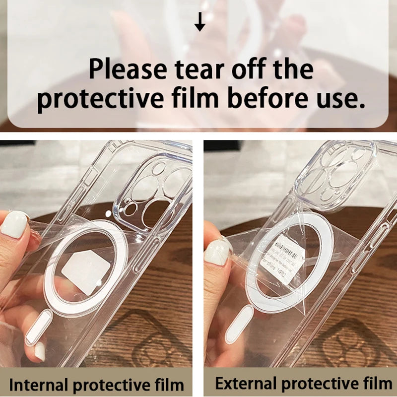 Funda transparente magnética con carga inalámbrica MagSafe – compatible con iPhone 11 a 17
