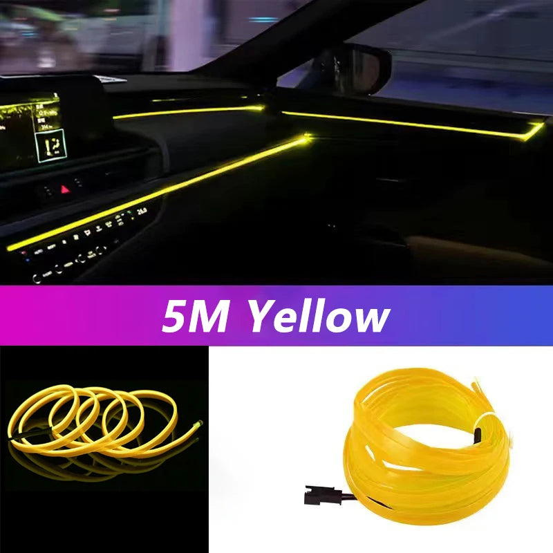 Tira LED interior para auto 5M – luz ambiental flexible y neón USB para decoración
