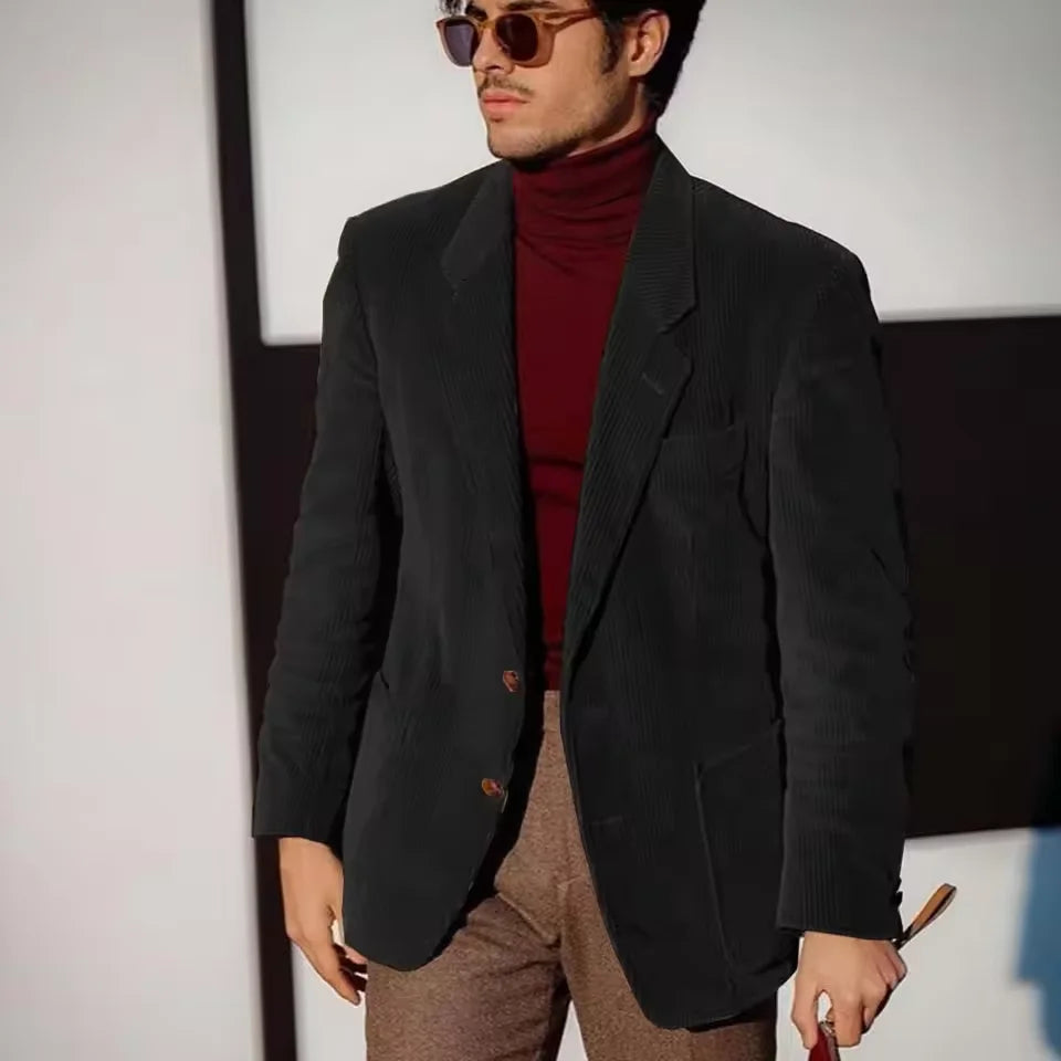 Blazer hombre de pana – chaqueta casual de un solo botón y cómoda