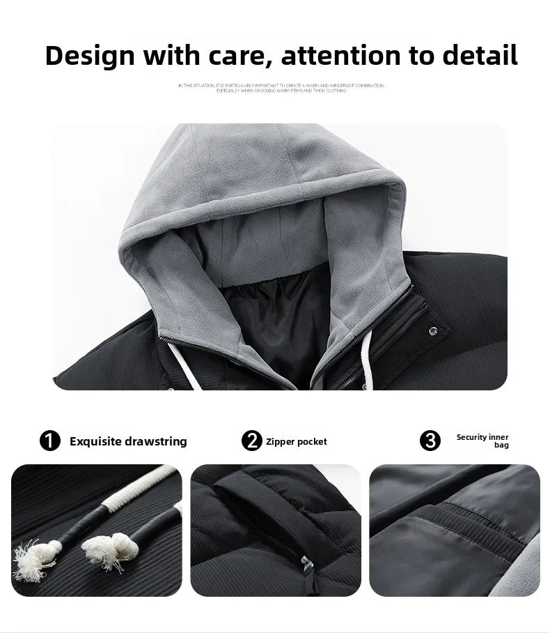 Campera acolchada juvenil con capucha – gruesa, casual y cálida para otoño/invierno